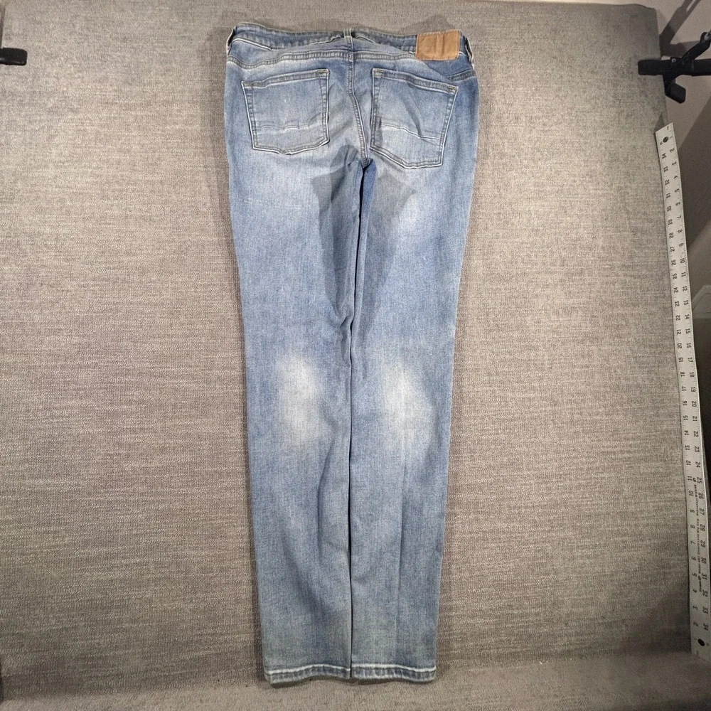 PacSun Stacked Skinny Jeans Mens 33x32 Light Blue Good Distressed Paint Splatter